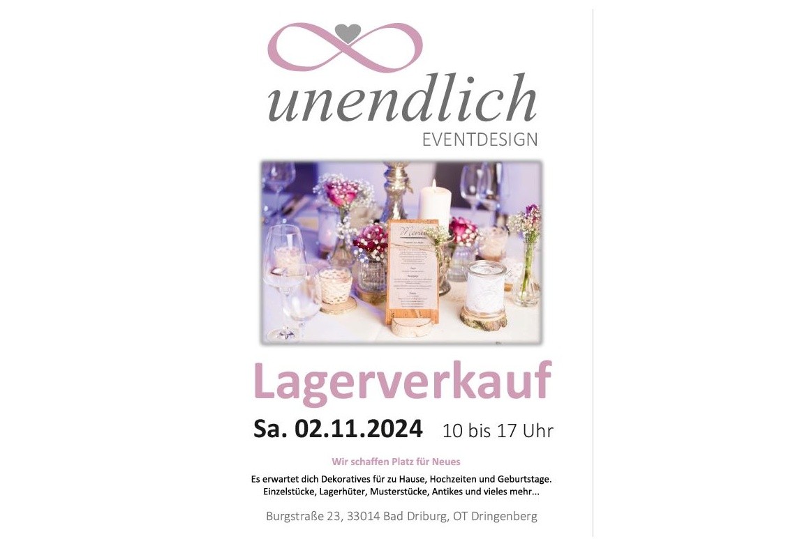 Deko Lagerverkauf Sa. 02.11.2024 von 10-17 Uhr