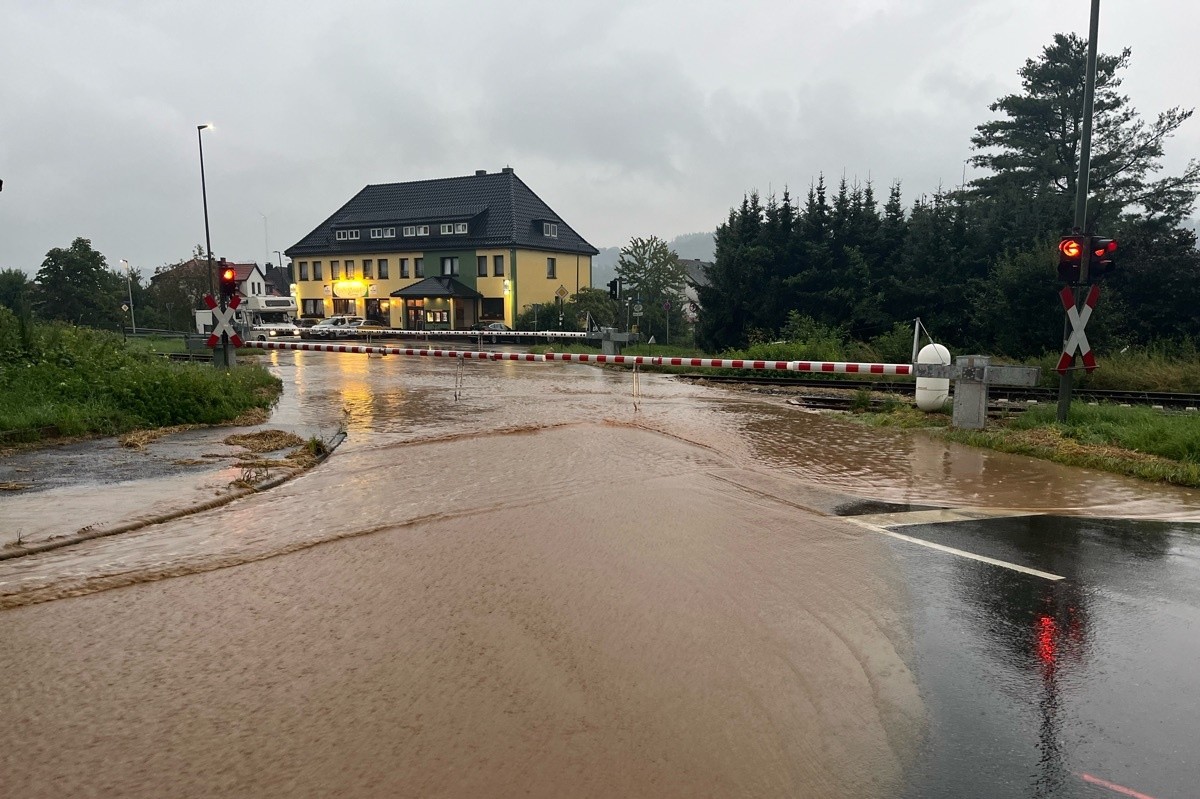 Überschwemmungen in Höxter-Ottbergen