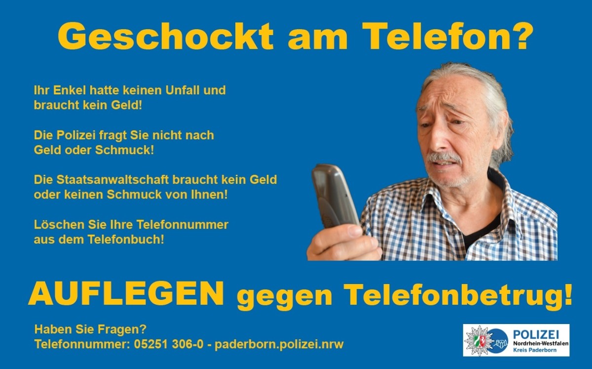 Bildunterschrift: Geschockt am Telefon? - Auflegen!